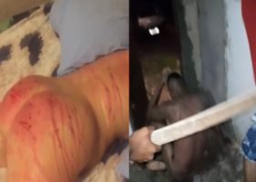 Man beating his wife until blood comes out of her skin with a whip - He was severely punished by Favela’s law for hitting his wife like that Photo 0001