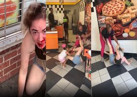 White woman badly beaten by black female Photo 0001