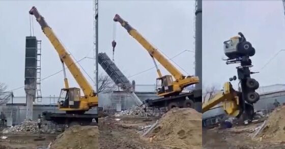 Crane driver tragically crushed with his overturned crane Photo 0001 Video Thumb