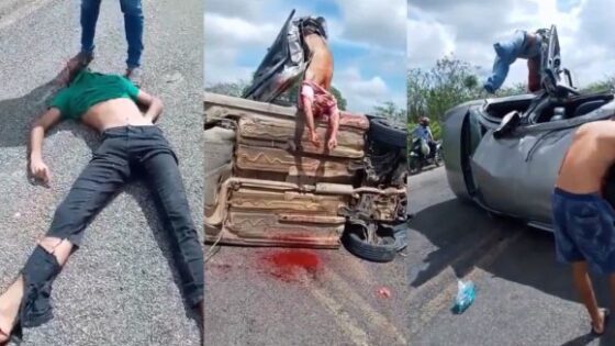 Terrible traffic accident in brazil leaves victims thrown on the hot asphalt Photo 0001 Video Thumb