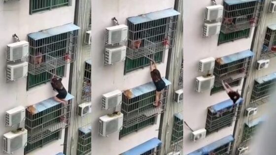 Girl falls from balcony in china onto parked motorcycles Photo 0001 Video Thumb