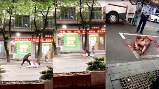Man is stabbed to death in broad daylight in the middle of the street somewhere in china Photo 0001 Video Thumb