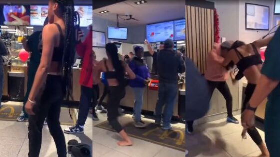 Mcdonalds 2 barefoot female brutally fighting in the store Photo 0001 Video Thumb