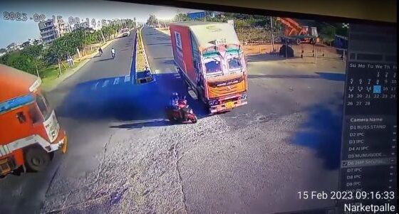 Motorcyclist tragically squashed by truck Photo 0001 Video Thumb