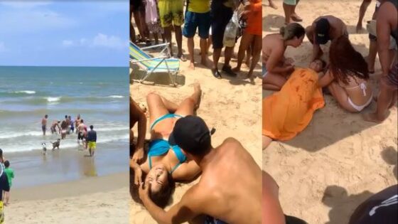 Shark attacks woman on beach Photo 0001 Video Thumb