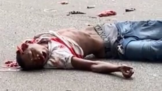 Thief is shot in the head and has his brain scattered on the asphalt in brazil Photo 0001 Video Thumb
