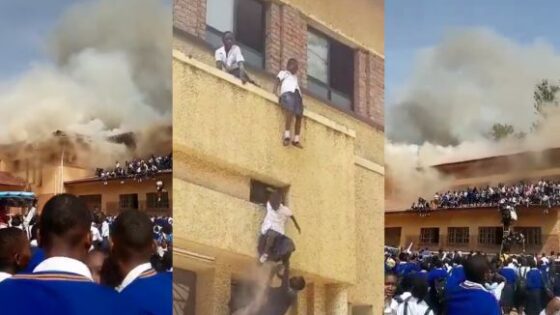 School catches fire and children have to jump to not burn to death in some african country Photo 0001 Video Thumb