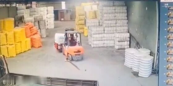 Child warning kid tragically hit by forklift in warehouse Photo 0001 Video Thumb