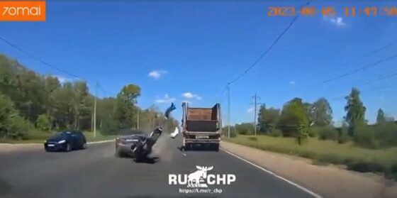 Motorcycle accident on the road in russia Photo 0001 Video Thumb