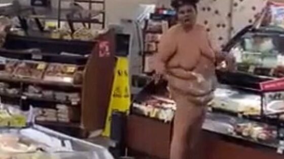 Woman without clothes causes confusion in a market somewhere in the usa Photo 0001 Video Thumb