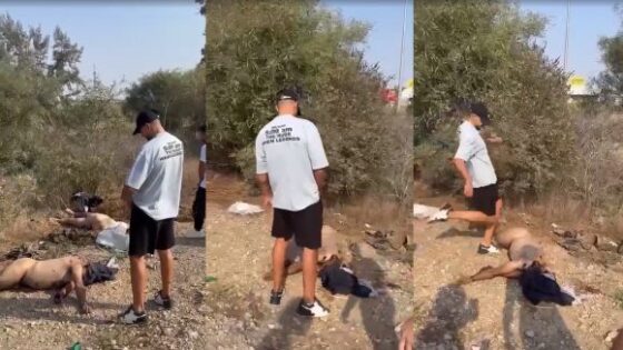 The israeli jew urinates by pissing on a naked corpse of a palestinian who is no longer useful Photo 0001 Video Thumb