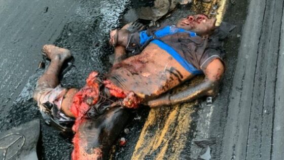 Ugly accident in brazil leaves real meat crushed on the asphalt in a terrible way traffic be careful Photo 0001 Video Thumb