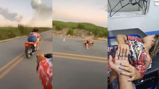 Woman riding a motorcycle causes an accident and almost the death of a female rider in brazil Photo 0001 Video Thumb