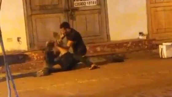 Man brutally stabbed after losing street fight with knives in some latin american country Photo 0001 Video Thumb