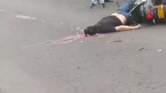 Motorcycle accident in colombia leaves rider with his head exploded on the asphalt Photo 0001 Video Thumb