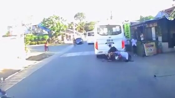 Motorcyclist in a hurry gets stuck behind parked van as a result of very sad traffic accident Photo 0001 Video Thumb