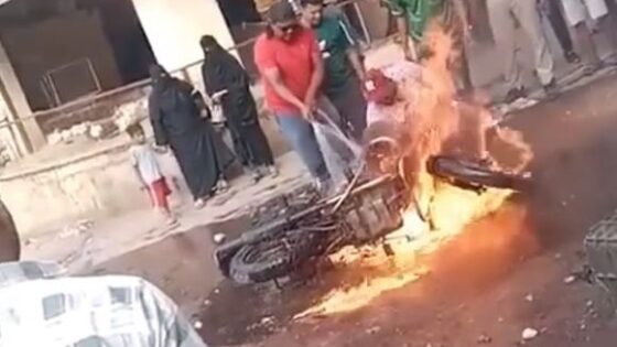 10 injured after motorcycle explosion as pedestrians try to put out the flames Photo 0001 Video Thumb