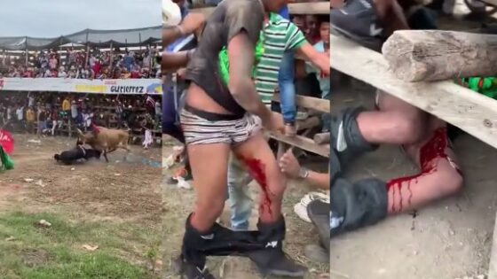 Bull leaves man with his leg destroyed for his cruelty in mistreating him in colombia Photo 0001 Video Thumb
