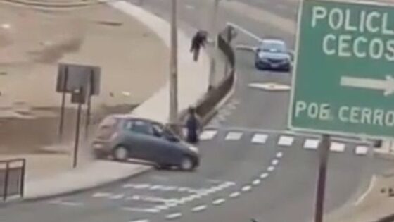 Car tries to run over man in some latin american country Photo 0001 Video Thumb