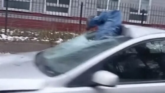 Drunk driver plants cyclist in oncoming cars windshield in ilyinsky moscow russia Photo 0001 Video Thumb