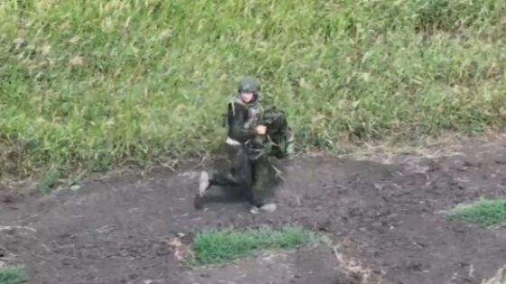 Soldier tries to run but cannot escape the fury of a drone in the russia vs ukraine war Photo 0001 Video Thumb