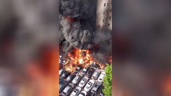 Large fire in cars parked in a parking lot in beirut most likely due to attacks by israel Photo 0001 Video Thumb
