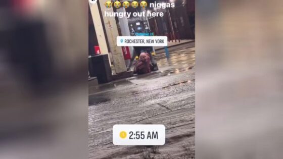 White man cries and begs for help while being attacked and robbed at gas station in new york an alleged black couple filming the action mocks the victim being victimized Photo 0001 Video Thumb