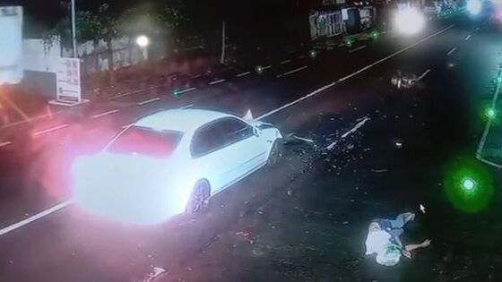 Speeding motorcycle ends in head on collision with car Photo 0001 Video Thumb