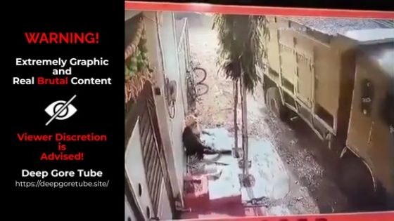 Truck overturns crushing man sitting on sidewalk in Asia Photo 0001 Video Thumb
