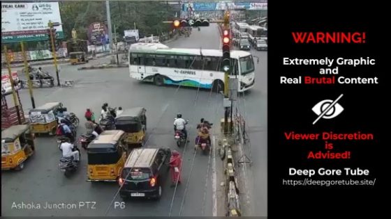 Viral video shows pedestrian struck by bus at traffic signal in Telangana India Photo 0001 Video Thumb